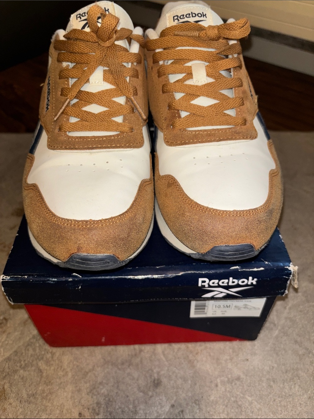 Reebok Men’s Leather & Suede Sneaker - White and Brown